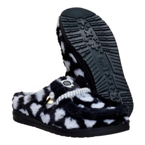 wendy slipper hearts black/white