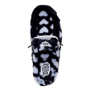 wendy slipper hearts black/white